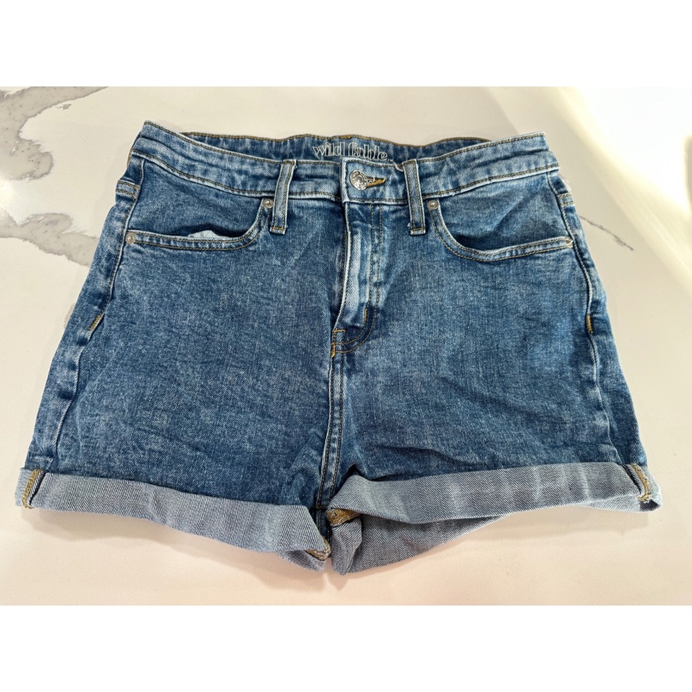 Wild Fable Denim Shorts Womens Size 6 /‎ 28R Blue High Rise Cuffed